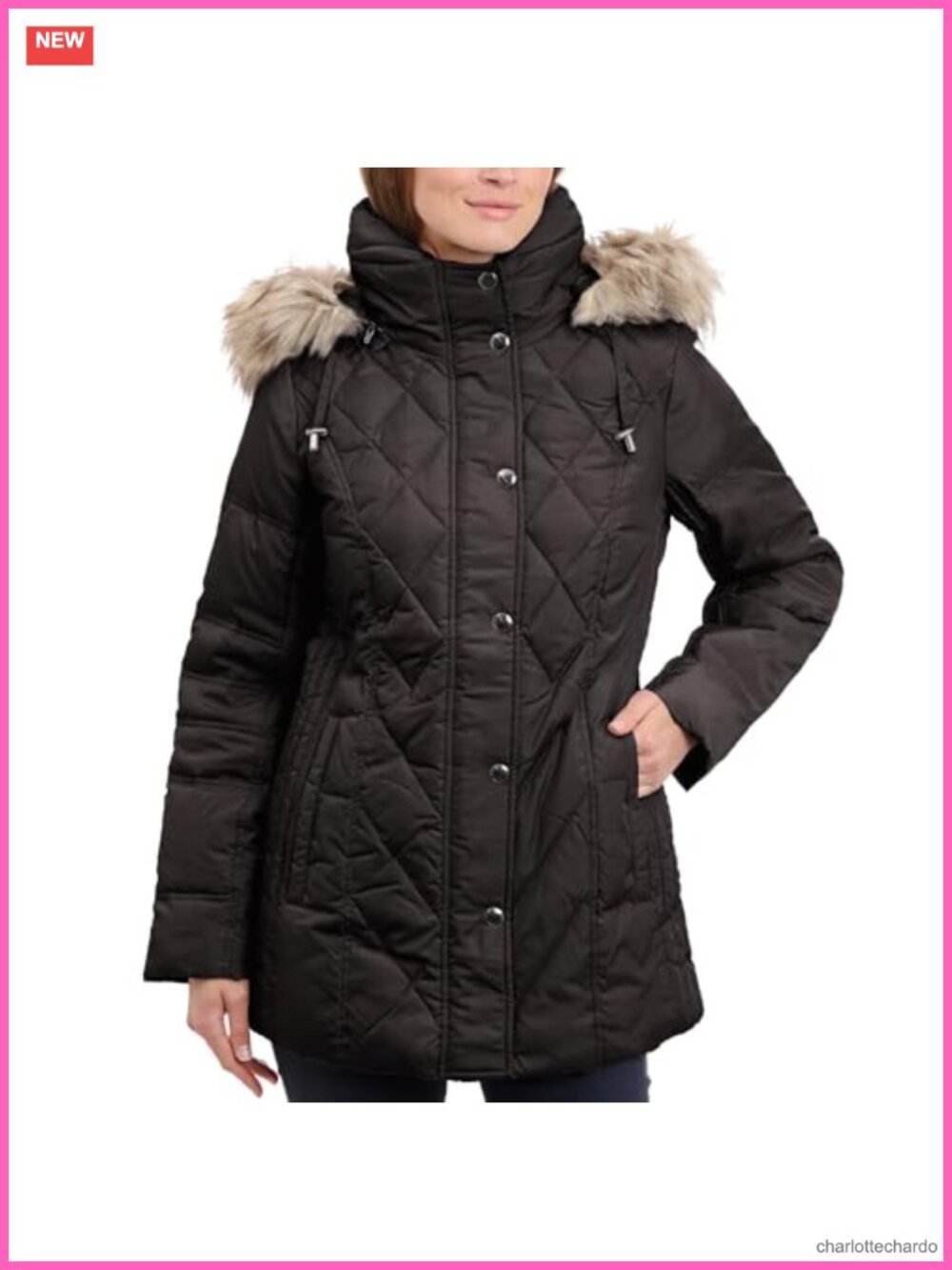 Quilted Down Puffer Coat Diamond Stitched Long Winter Jacket